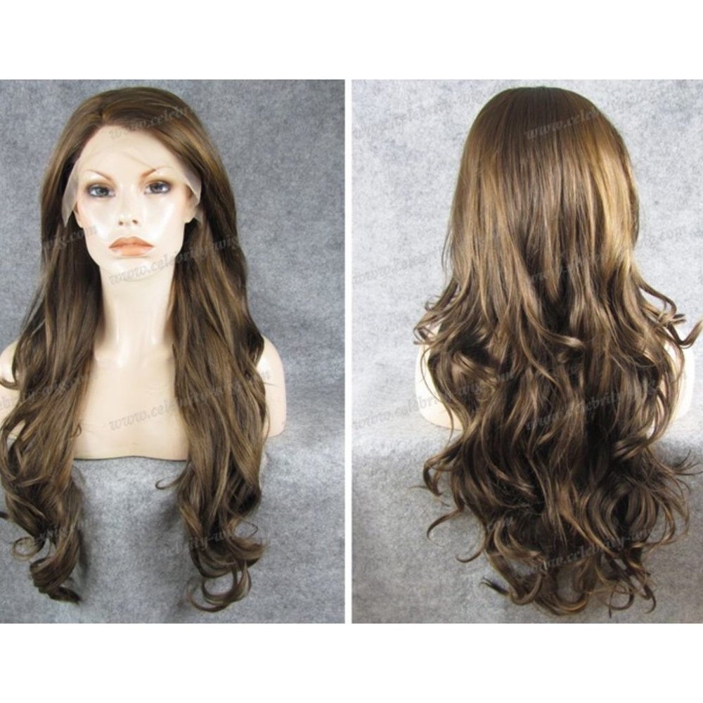 26" Long Wavy Lace Synthetic Hair Light Brown Wig